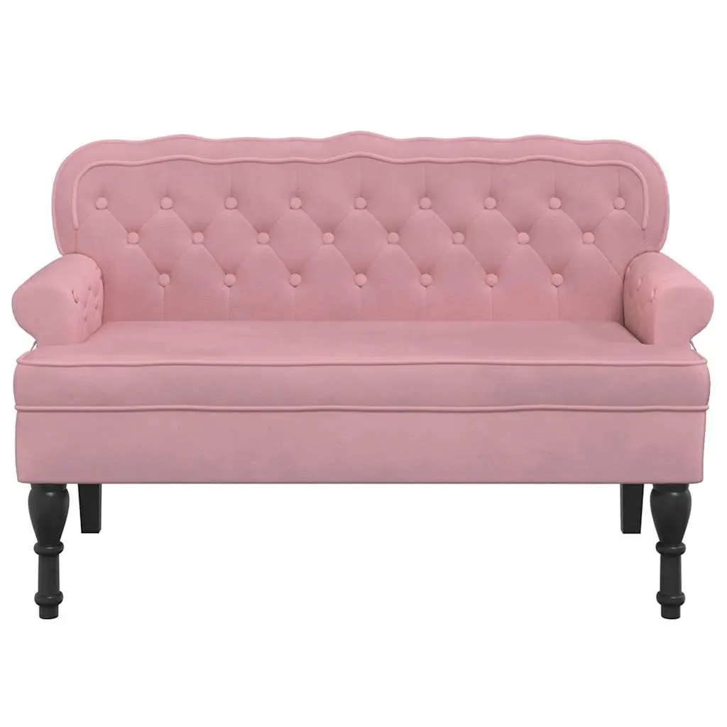 Velvet Bench with Backrest Padded Seat Pink Home Furniture 1195 x 645 x 750 mm