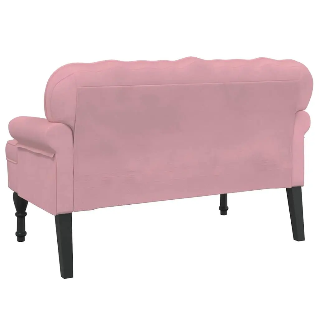 Velvet Bench with Backrest Padded Seat Pink Home Furniture 1195 x 645 x 750 mm