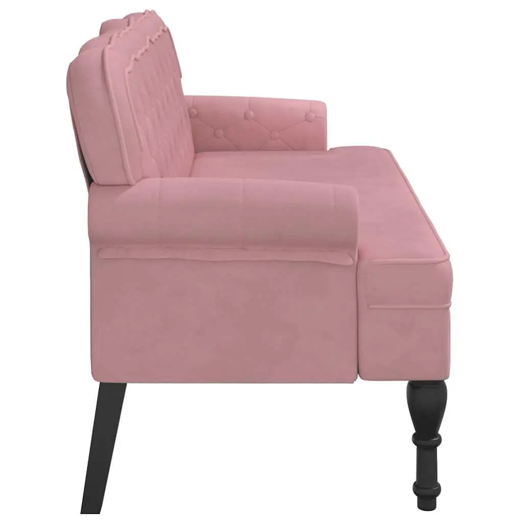 Velvet Bench with Backrest Padded Seat Pink Home Furniture 1195 x 645 x 750 mm