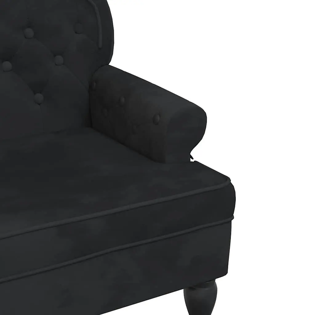 Black Velvet Bench with Wave-Shaped Back