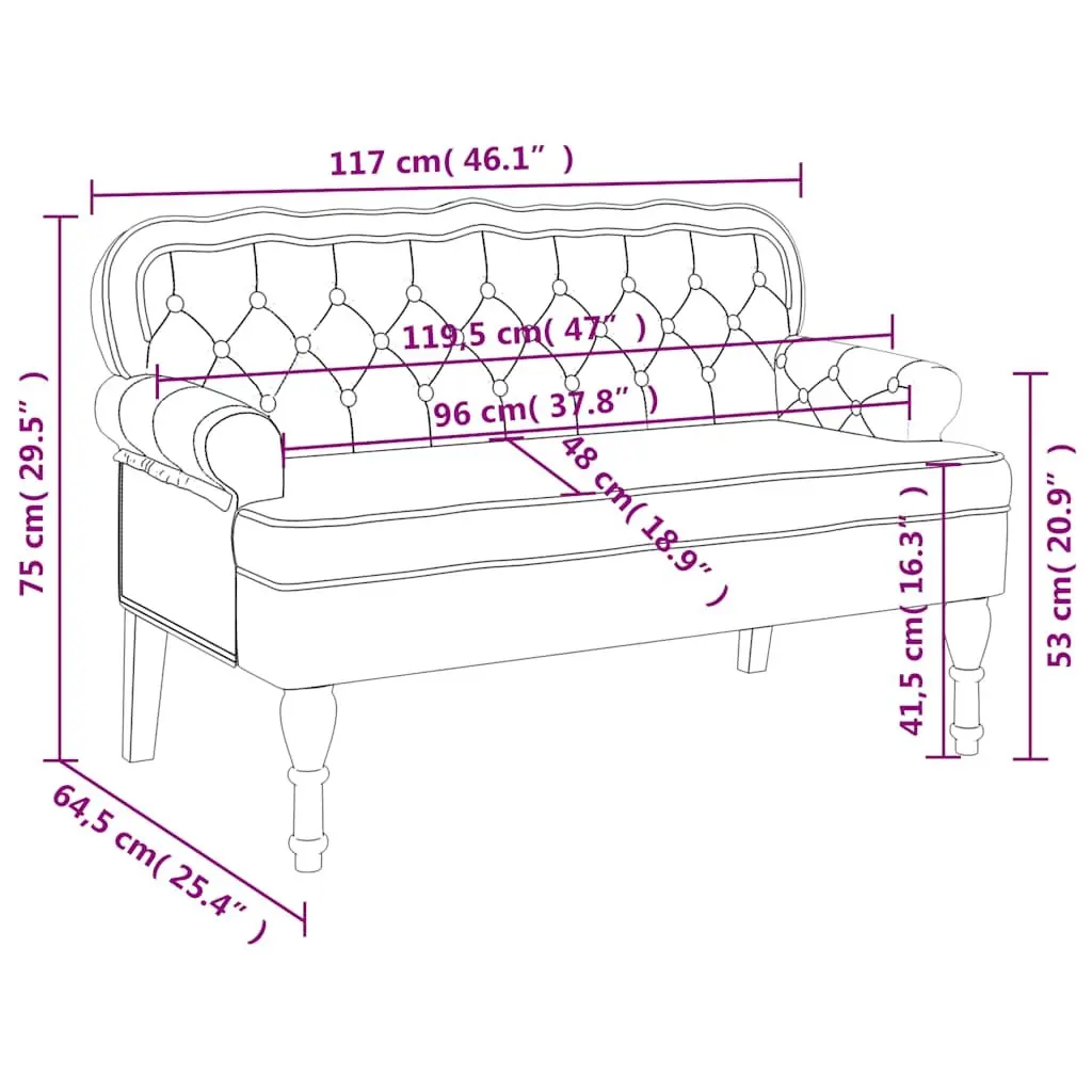 Black Velvet Bench with Wave-Shaped Back