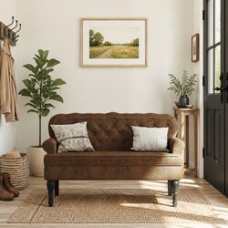 Practical and Valuable Brown Faux Suede Leather Bench