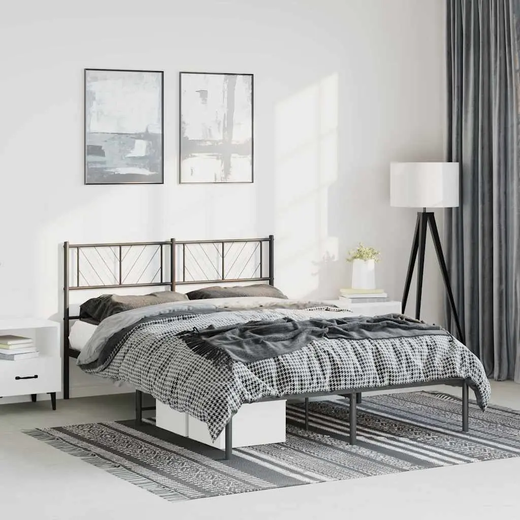 Metal Bed Frame Black 150x200 cm Bedroom Furniture