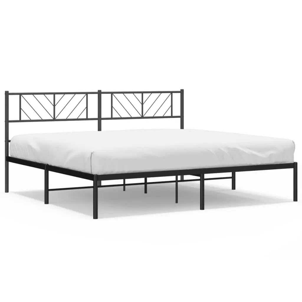 Metal Bed Frame King 183x203cm Black Steel Slatted Base