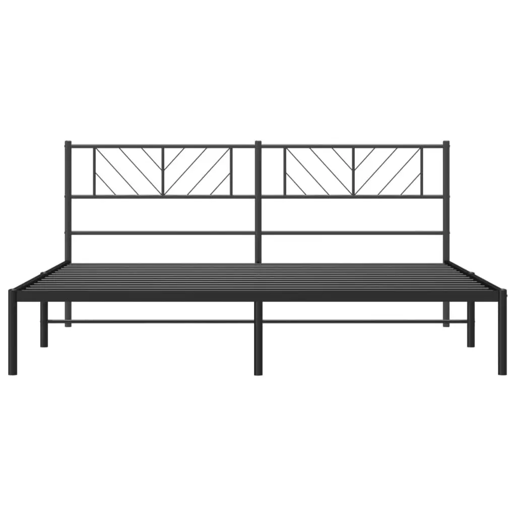 Metal Bed Frame King 183x203cm Black Steel Slatted Base