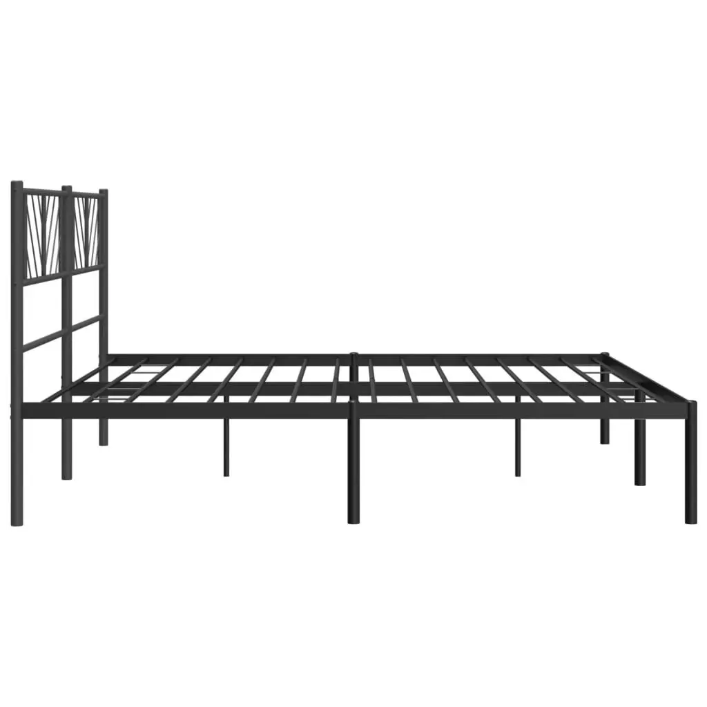 Metal Bed Frame King 183x203cm Black Steel Slatted Base