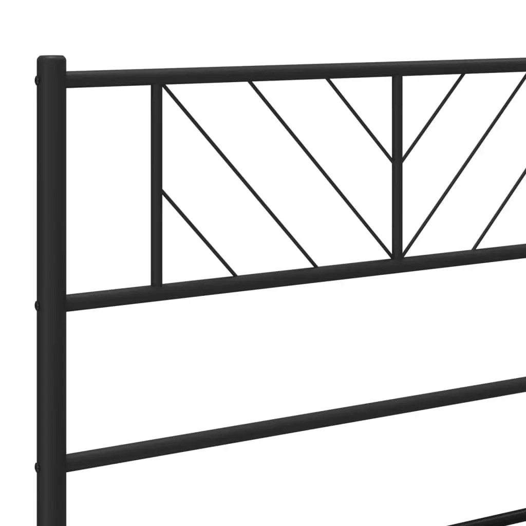 Metal Bed Frame King 183x203cm Black Steel Slatted Base