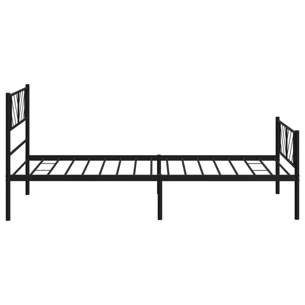 King Single Metal Bed Frame Black Slatted Base 107x203 cm with Footboard