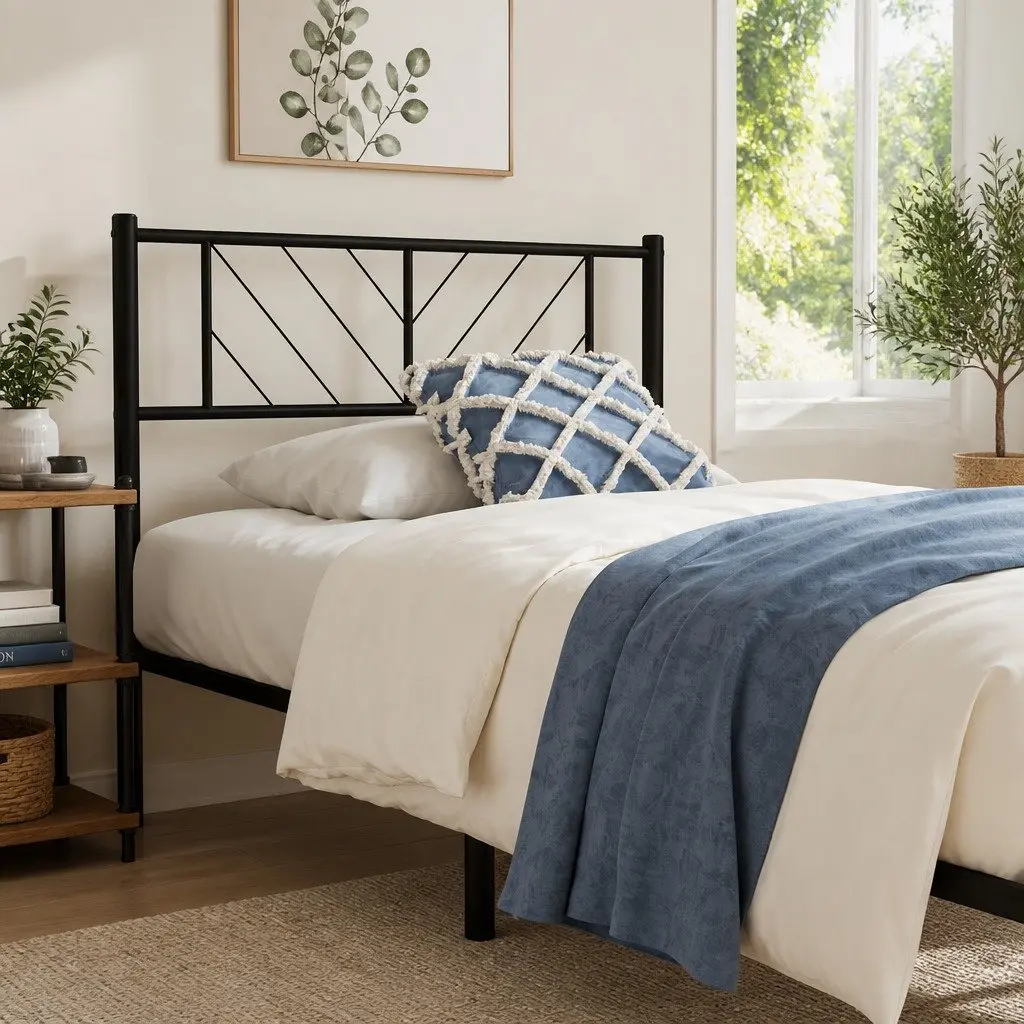Metal Headboard Black 90cm Bed Frame Head Board Bedroom Furniture