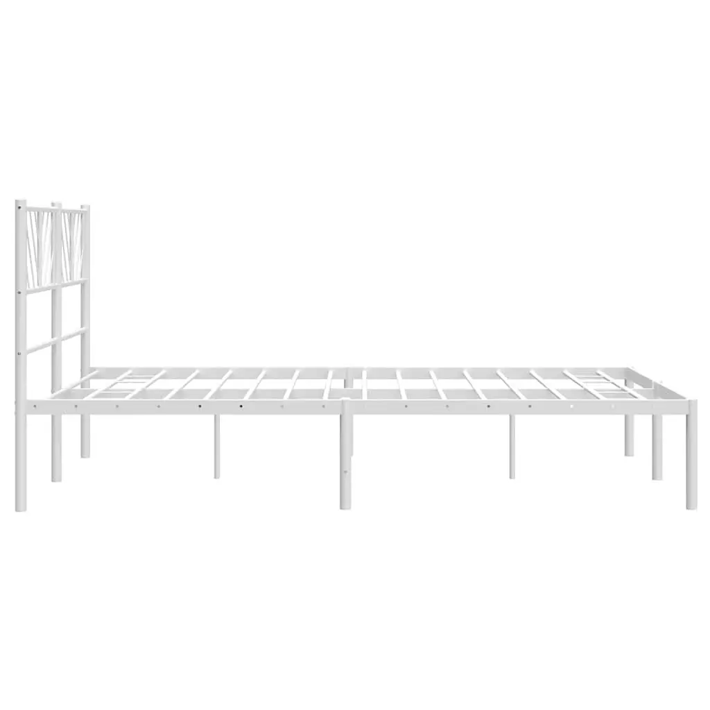 Metal Bed Frame with Headboard Storage Space 135x190 cm White