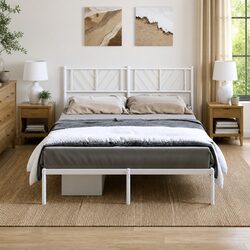 Reliable and Practical White Metal Bed Frame 150x200 cm