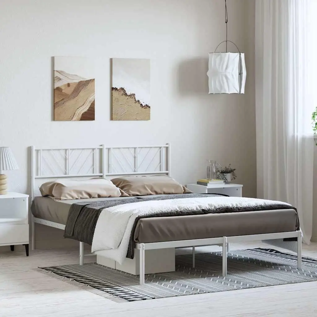 White Metal Bed Frame 150x200 cm