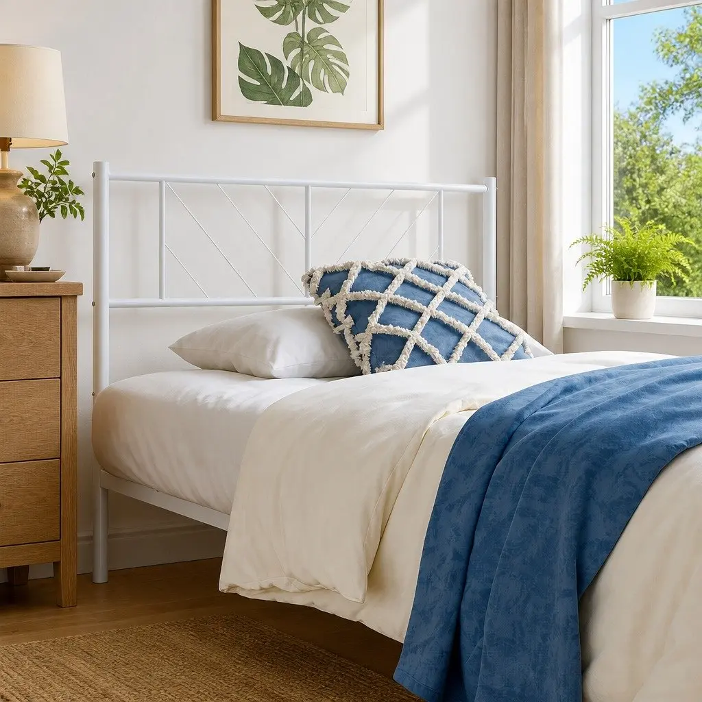 Metal Headboard White 107 cm Bedroom Furniture