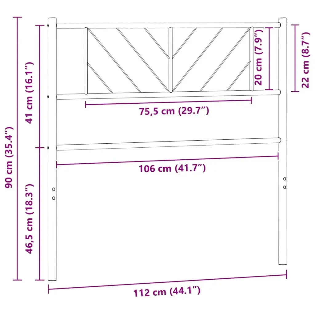 Metal Headboard White 107 cm Bedroom Furniture