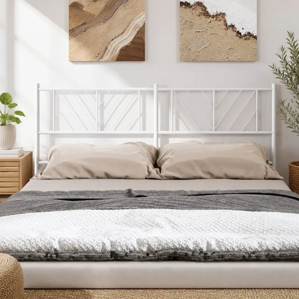 Metal Headboard White 135cm Bed Frame Bedroom Furniture Sturdy
