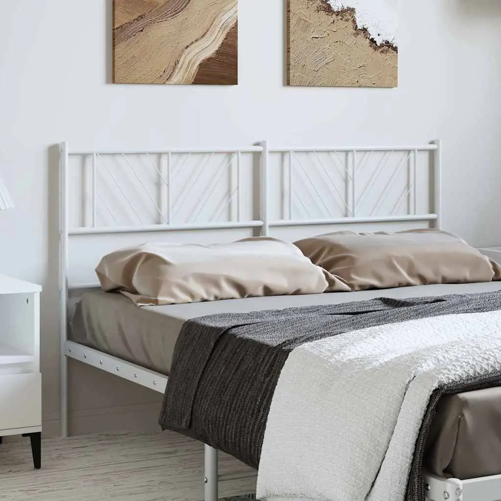 Metal Headboard White 135cm Bed Frame Bedroom Furniture Sturdy