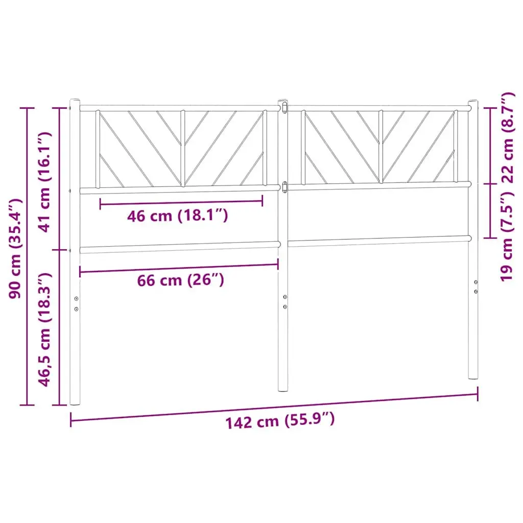 Metal Headboard White 135cm Bed Frame Bedroom Furniture Sturdy