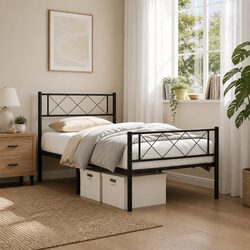 Comforting Black Metal Bed Frame for King Singles