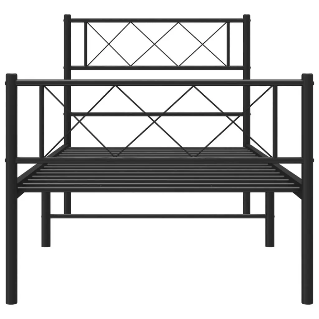 Metal Bed Frame King Single 107x203cm Black Footboard Steel Slatted Base