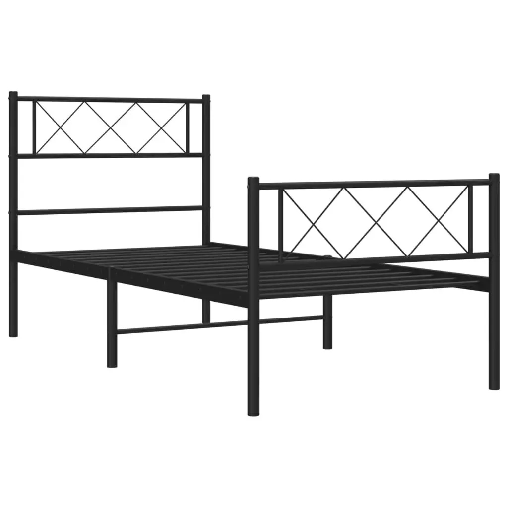 Metal Bed Frame King Single 107x203cm Black Footboard Steel Slatted Base
