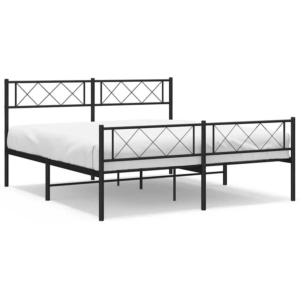 Black Metal Bed Frame 135x190cm for Comfort