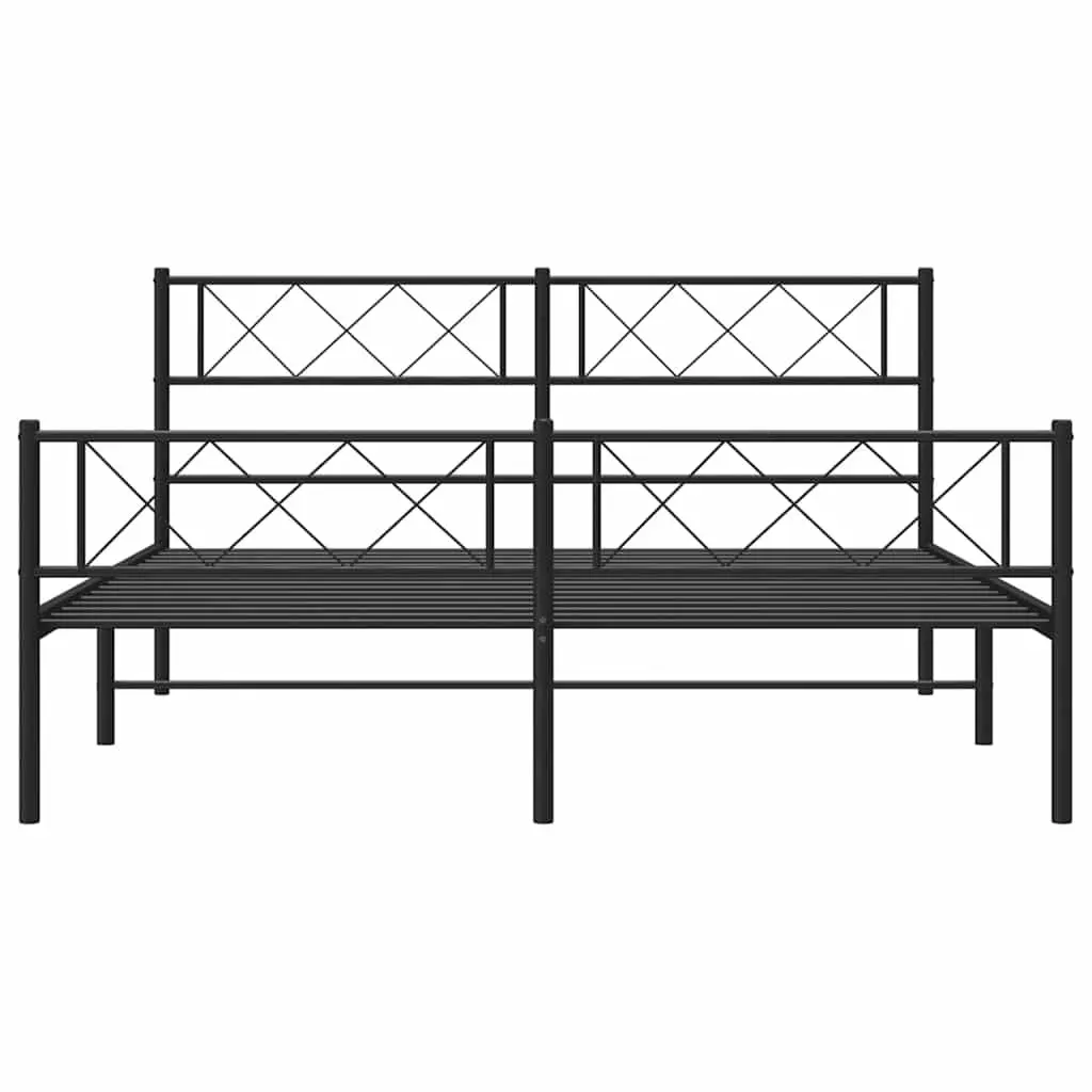 Black Metal Bed Frame 135x190cm for Comfort