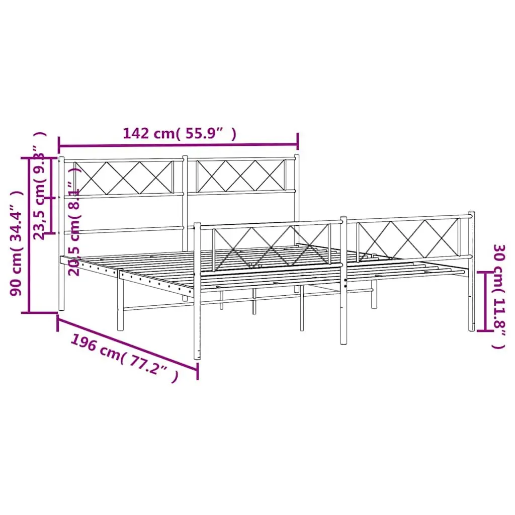 Black Metal Bed Frame 135x190cm for Comfort