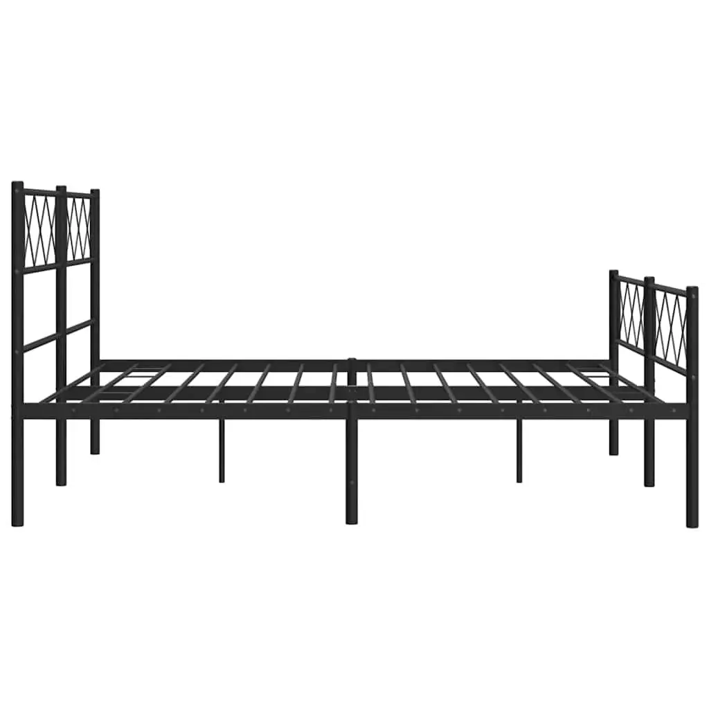 Metal Bed Frame Black Slatted Base 150x200cm
