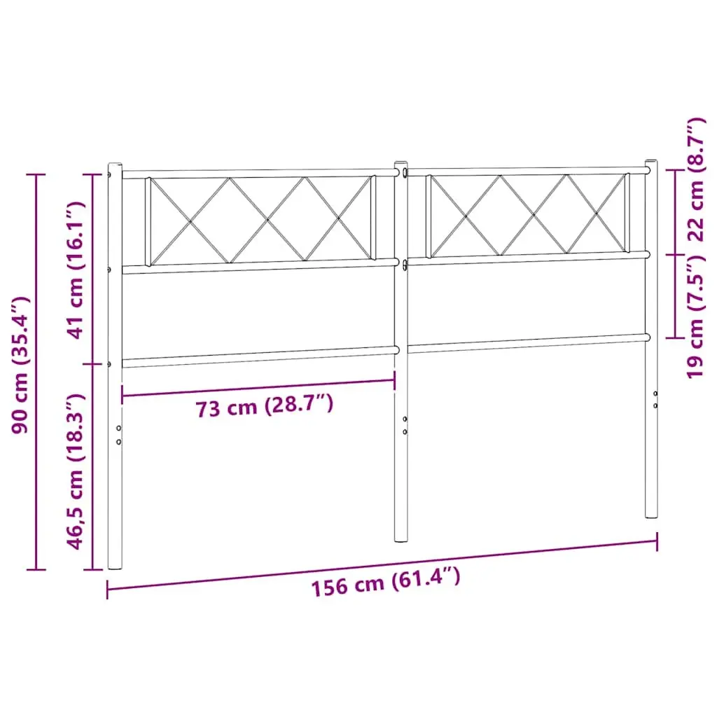 Metal Headboard Black 150cm Bed Head Steel Bedroom Furniture Replacement
