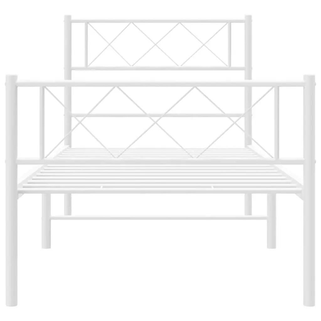 Metal Bed Frame King Single Slatted Base 107x203 cm White