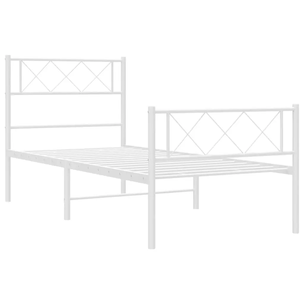 Metal Bed Frame King Single Slatted Base 107x203 cm White