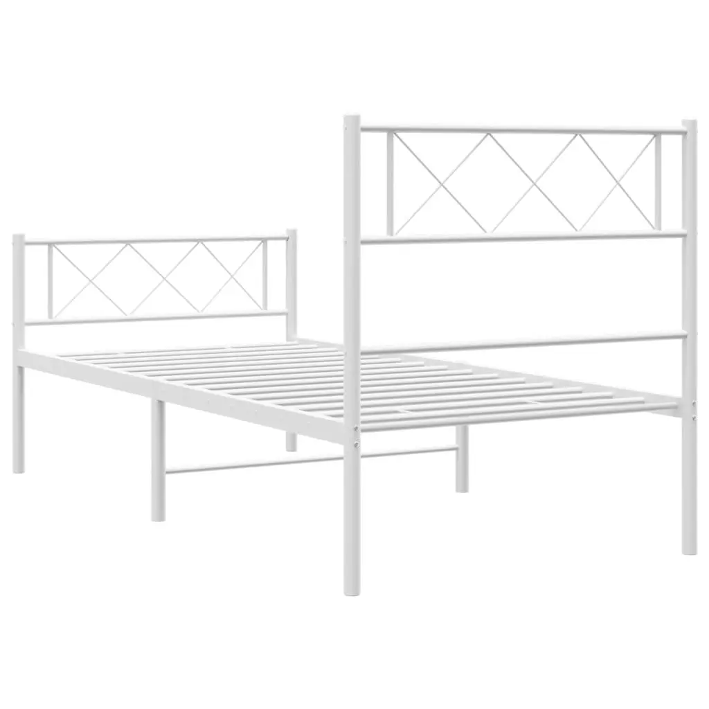 Metal Bed Frame King Single Slatted Base 107x203 cm White