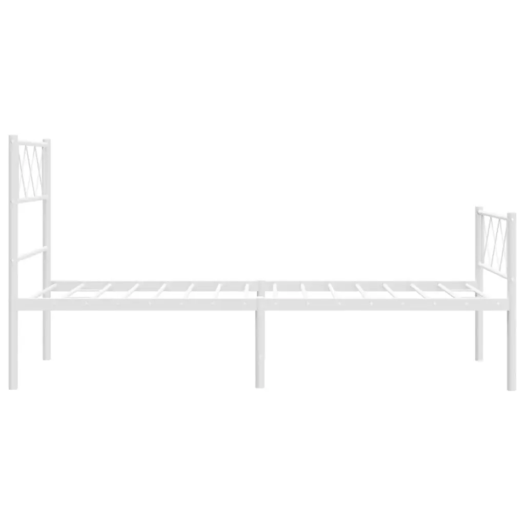 Metal Bed Frame King Single Slatted Base 107x203 cm White