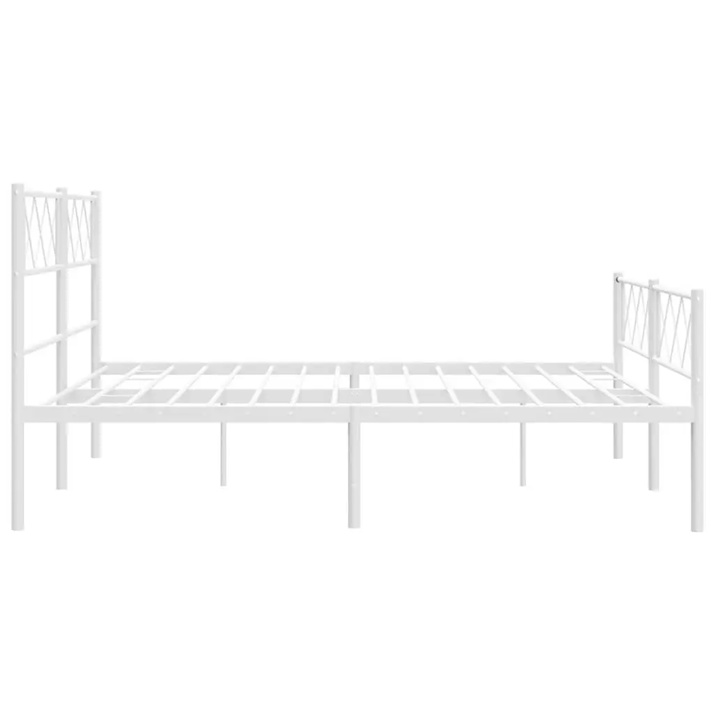 Metal Bed Frame White 135x190cm Bedroom Furniture Headboard Footboard