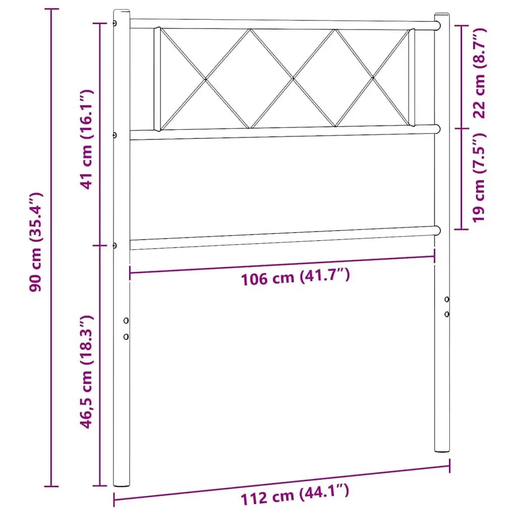 Metal Headboard White 107 cm Bedroom Bed Frame Header Sturdy Steel Support