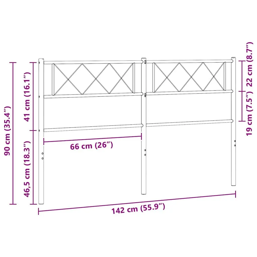 Metal Bed Headboard White 135cm Bedroom Bed Head Frame Replacement