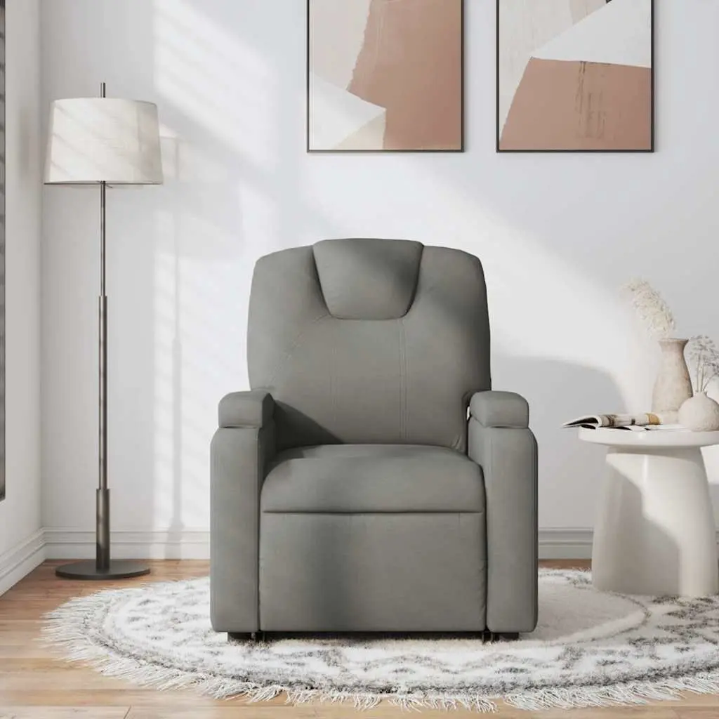 Massage Recliner Chair Manual Recline 135 Degree Grey Fabric Vibration Armchair