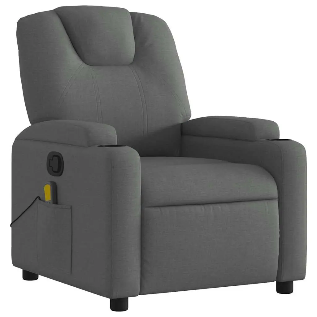 Massage Recliner Chair Manual Recline 135 Degree Grey Fabric Vibration Armchair