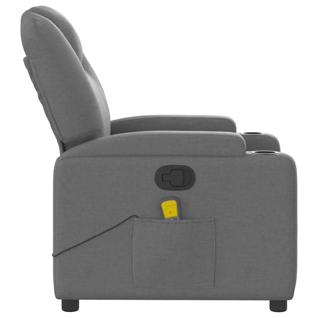 Massage Recliner Chair Manual Recline 135 Degree Grey Fabric Vibration Armchair