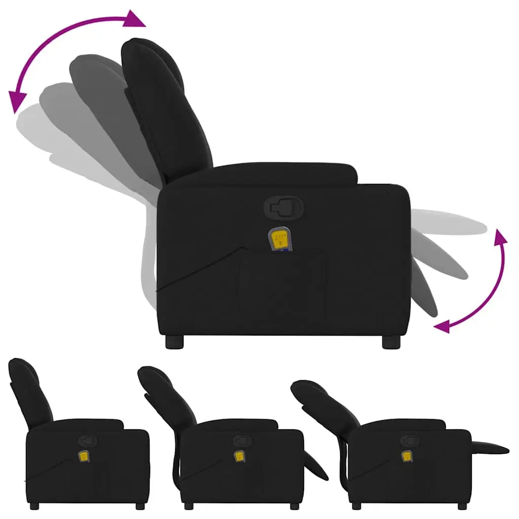Massage Recliner Chair Vibration 6 Points Manual Recline Black Fabric