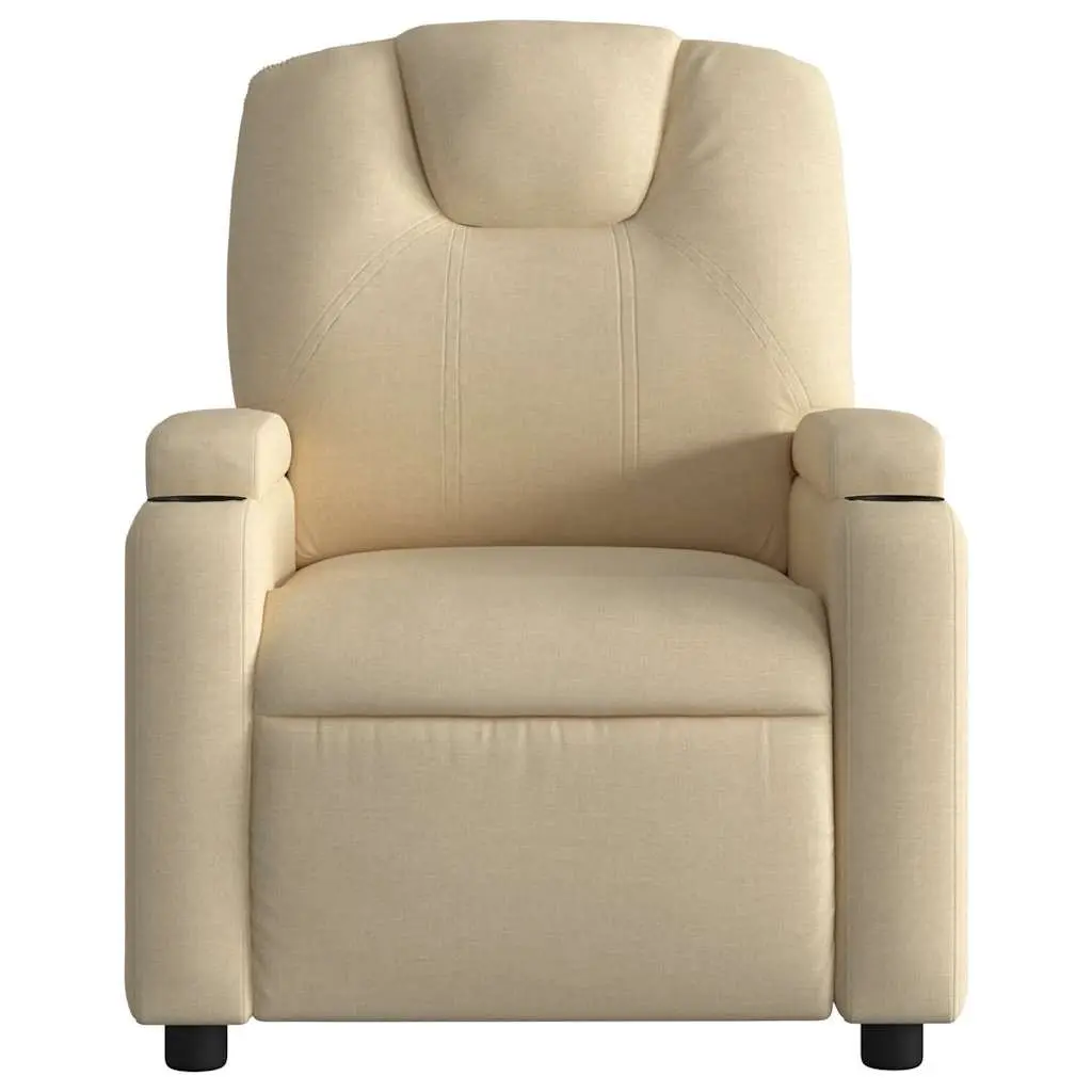 Massage Recliner Chair Vibration Manual Recline Cream Fabric