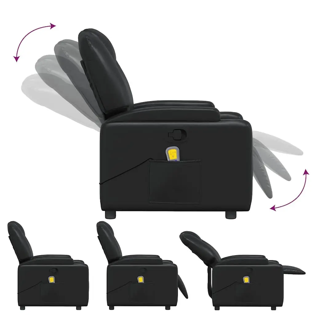 Recliner Chair Manual Vibration Massage Black Faux Leather Adjustable Armchair