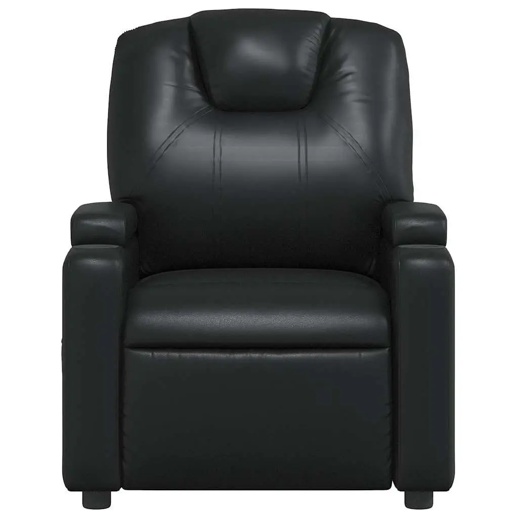 Recliner Chair Manual Vibration Massage Black Faux Leather Adjustable Armchair