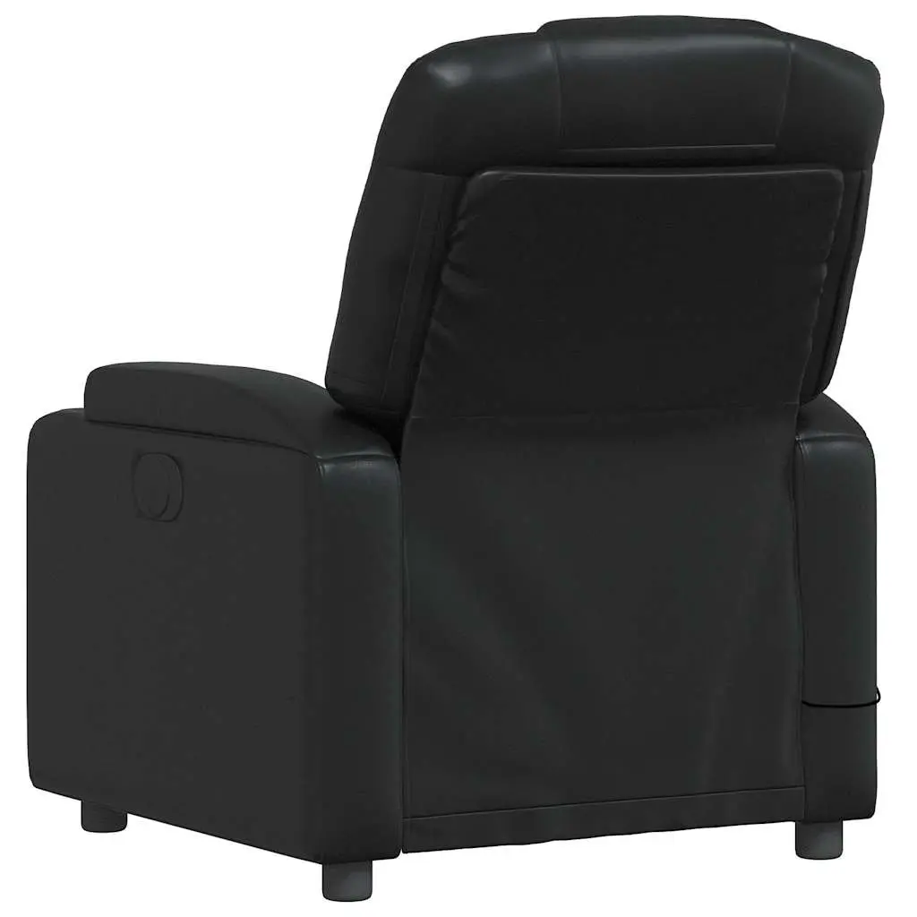 Recliner Chair Manual Vibration Massage Black Faux Leather Adjustable Armchair