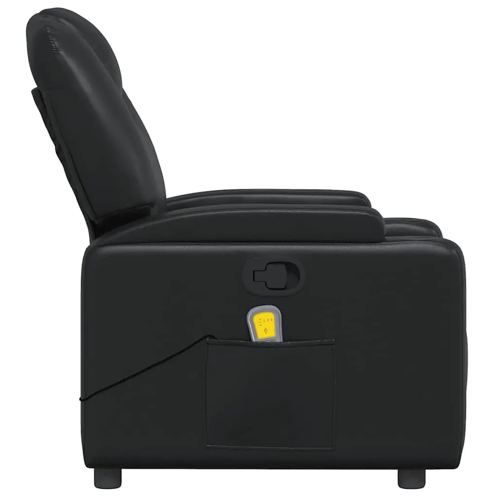 Recliner Chair Manual Vibration Massage Black Faux Leather Adjustable Armchair