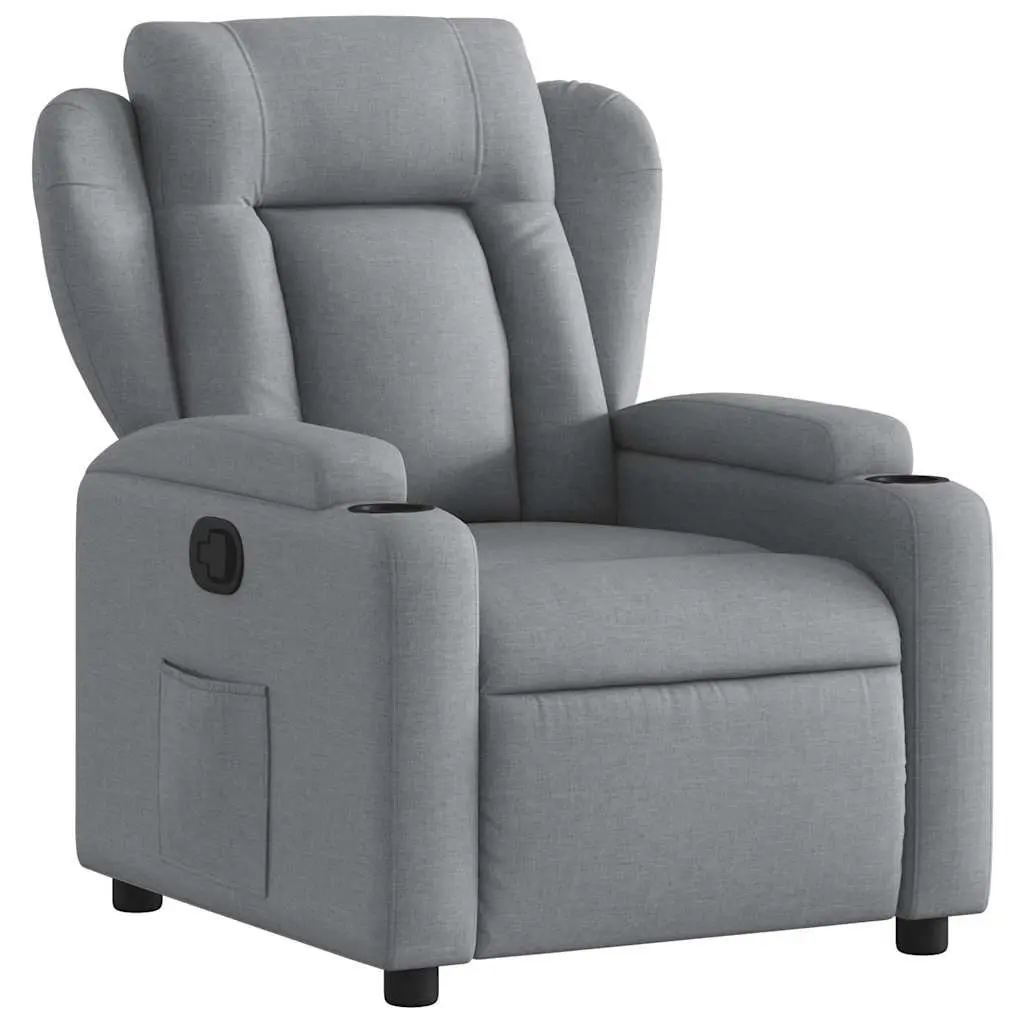 Recliner Chair Manual Reclining Armchair Grey Fabric