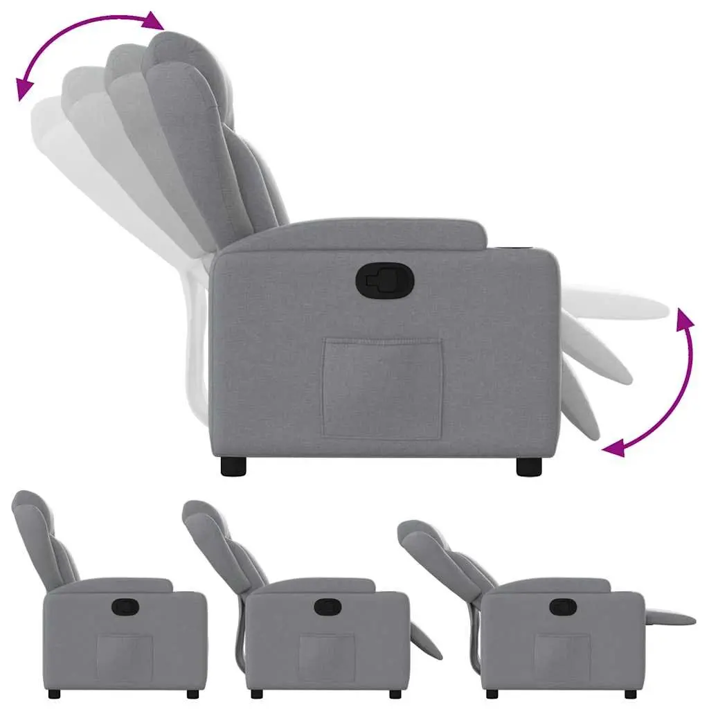 Recliner Chair Manual Reclining Armchair Grey Fabric