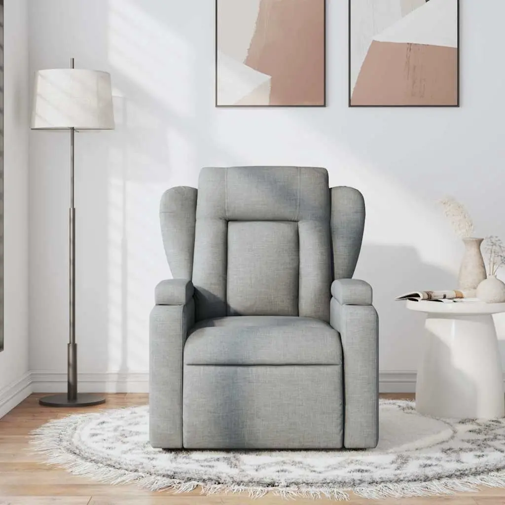 Massage Recliner Chair Manual Reclining Vibration Grey Fabric