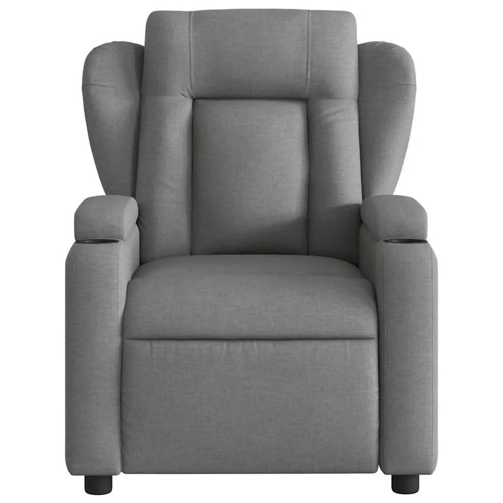 Massage Recliner Chair Grey Fabric Manual Recline Vibration 6 Points Armchair