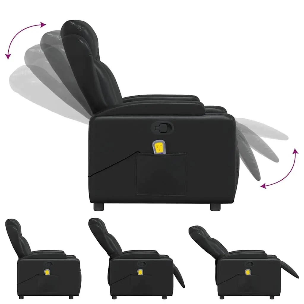 Massage Recliner Chair Manual Recline Vibration Black Faux Leather
